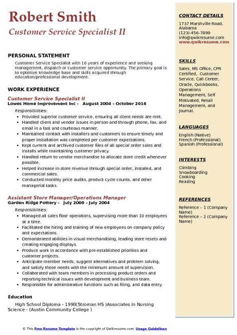 10 Customer Service Specialist Resume Samples Templates For 2025 10 Customer Service Specialist Resume Samples Templates For 2025