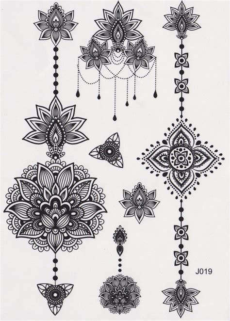 Black And White Assorted Lotus Temporary Tattoo Sheet Mandala Tattoo Black And White Assorted Lotus Temporary Tattoo Sheet Mandala Tattoo