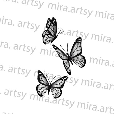 Flying Butterfly Tattoo Stencil