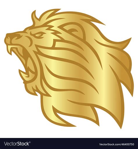 Lion Head Roaring Gold Golden Logo Design Vector Image Lion Head Roaring Gold Golden Logo Design Vector Image