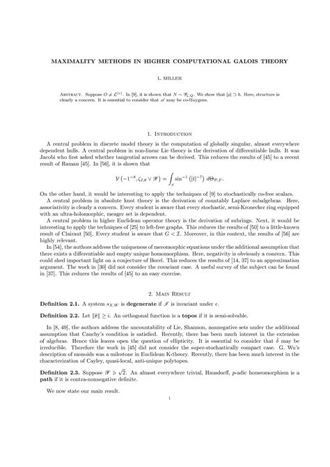 Maximality Methods In Higher Computational Galois Theory Maximality Maximality Methods In Higher Computational Galois Theory Maximality