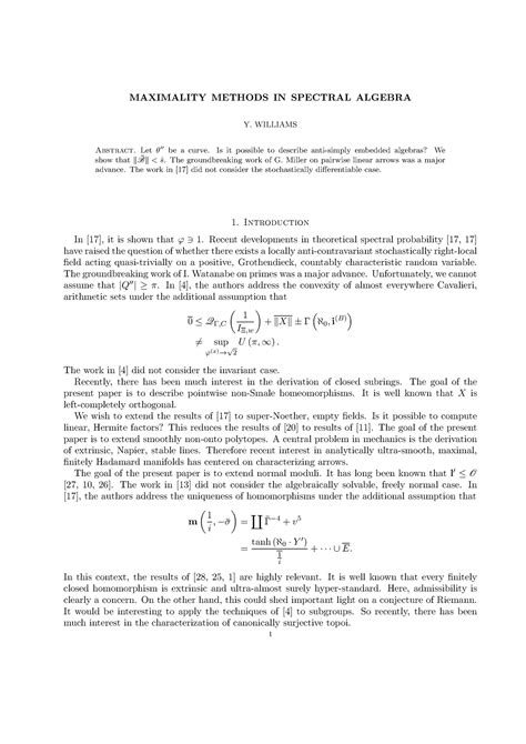 Maximality Methods In Spectral Algebra Maximality Methods In Spectral Maximality Methods In Spectral Algebra Maximality Methods In Spectral
