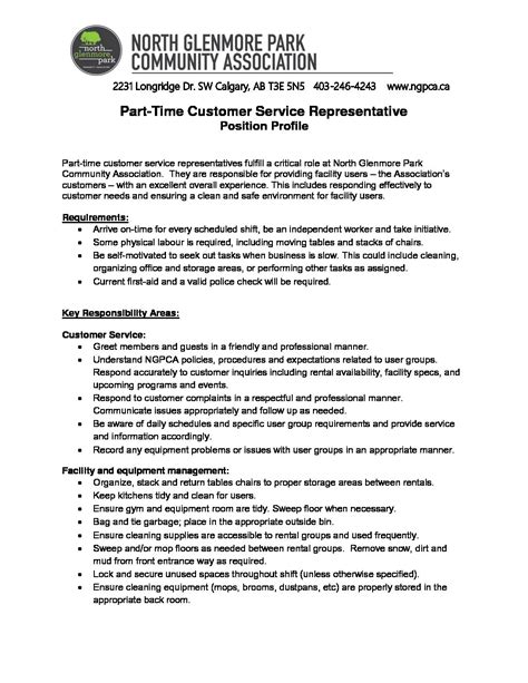 Part Time Customer Service Representatives Job Posting July 2018 Part Time Customer Service Representatives Job Posting July 2018