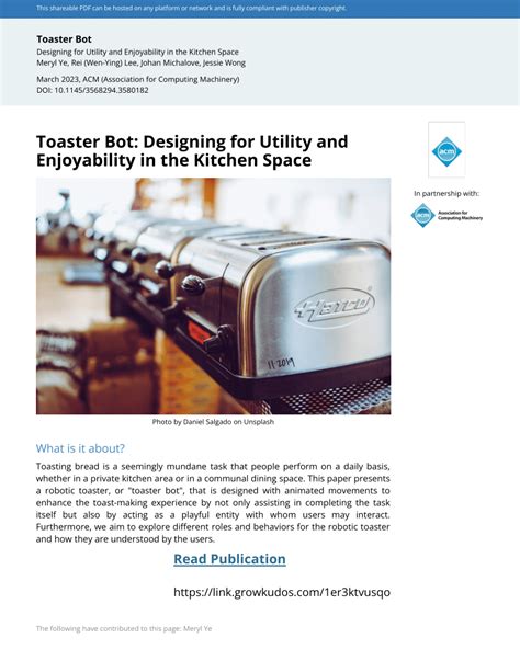 Pdf Toaster Bot Designing For Utility And Enjoyability In The Kitchen Pdf Toaster Bot Designing For Utility And Enjoyability In The Kitchen