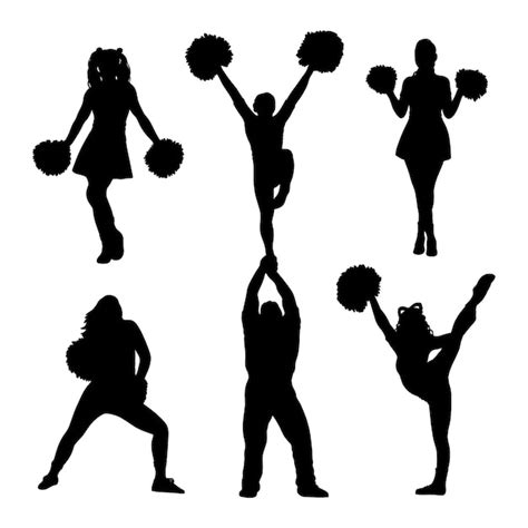 Premium Vector Flat Design Cheerleader Silhouette Set Premium Vector Flat Design Cheerleader Silhouette Set