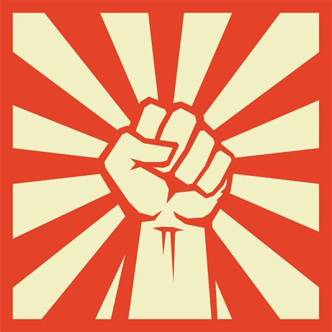 Retro Hand Drawing Raised Fists Symbolize People Fighting For Freedom Retro Hand Drawing Raised Fists Symbolize People Fighting For Freedom