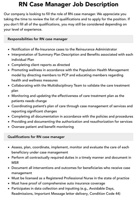 Rn Case Management Job Description Velvet Jobs Rn Case Management Job Description Velvet Jobs