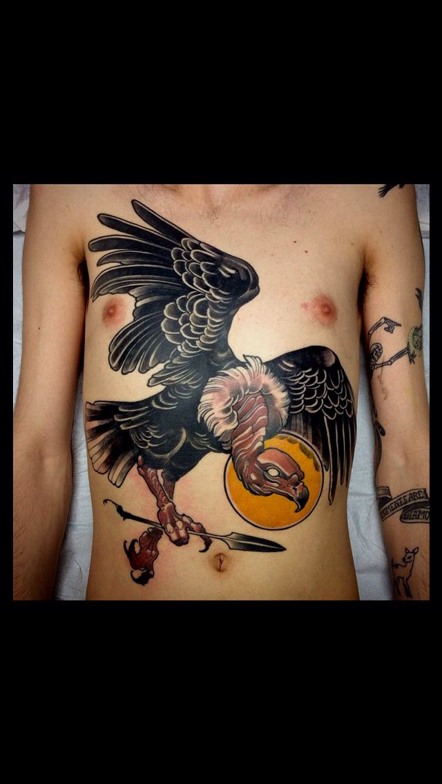 Vulture Tattoo On Torso Ok I Like This Would Never Get This Ha